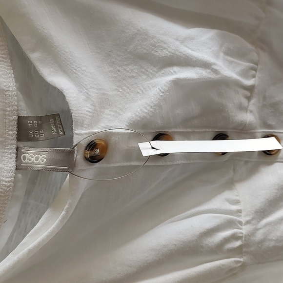 Asos Cupped off the shoulder White Short Sleeve Dress Size 8 - Picture 8 of 9